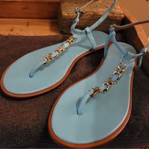 Banana Republic sandals, super cute teal color with gold chain.